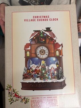 Christmas Village Cuckoo Clock Wall Decor - Red/Brown